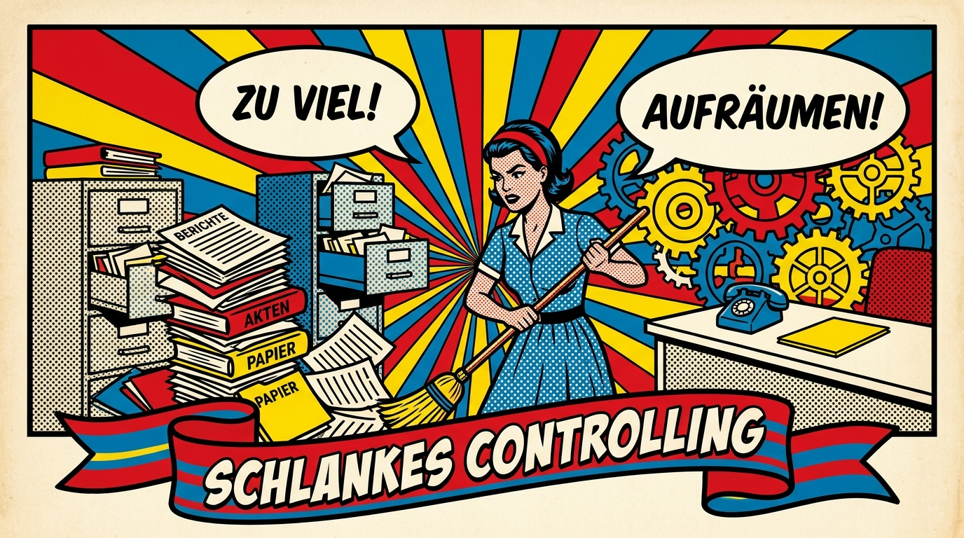 Pop-Art-Comic: Mitarbeiter fegt einen Stapel überflüssiger Berichte weg